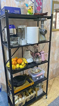 Étagère de Cuisine 5 Niveaux sur Roulettes – Rangement Pliable Noir 4