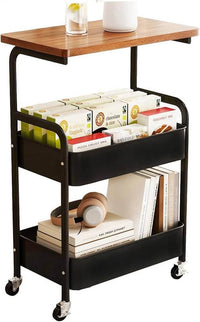 Chariot de Rangement Mobile 3 Niveaux Noir – Cuisine & Salle de Bain 4