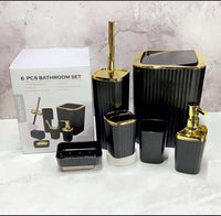 Ensemble d'Accessoires de Salle de Bain 6 Pièces Noir & Or – Design Moderne et Élégant ✨ 4