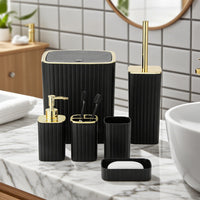 Ensemble d'Accessoires de Salle de Bain 6 Pièces Noir & Or – Design Moderne et Élégant ✨ 2