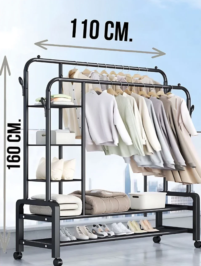 Portant à vêtements multifonction 8 en 1 – grande capacité de charge robuste pour un rangement optimal