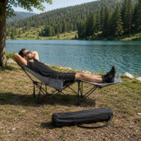 Chaise Longue Pliante de Camping avec Repose-Pieds – Fauteuil Relax Inclinable Portable pour Camping, Jardin, Terrasse, Pêche & Plage 1