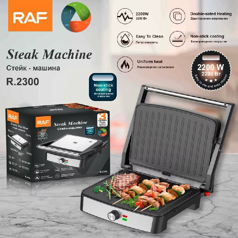 RAF Grill Électrique 2200W – Steaks, Paninis & Légumes | Massilya