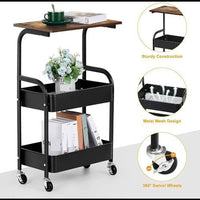 Chariot de Rangement Mobile 3 Niveaux Noir – Cuisine & Salle de Bain 3