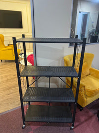 Étagère de Rangement Pliable en Métal – 4 Niveaux Robustes avec Roulettes 2